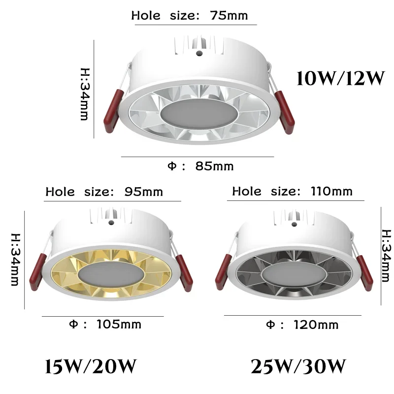 Imagem -04 - Circular Household Led Grille Light Sala de Estar Aisle Downlight sem Luz Principal Anti-reflexo Usado para Decoração de Iluminação Interior