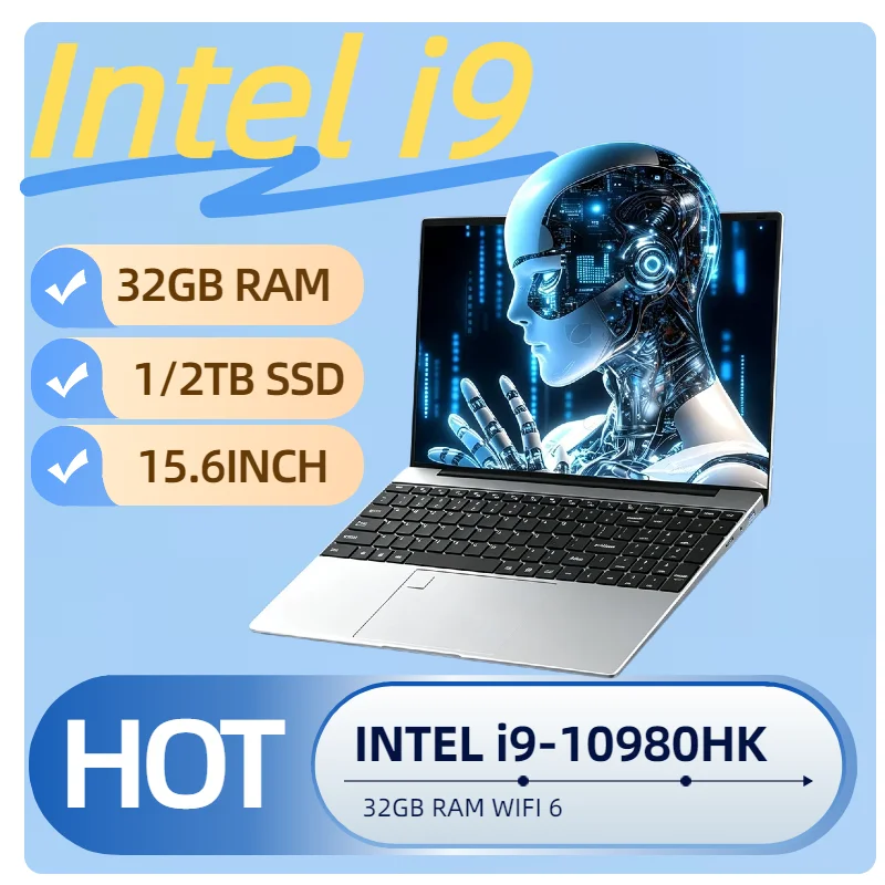Ultra Slim 15.6 Inch Business Laptops Notebook PC  Core i9-10980HK  32GB RAM 2TB SSD For Office Games Computer