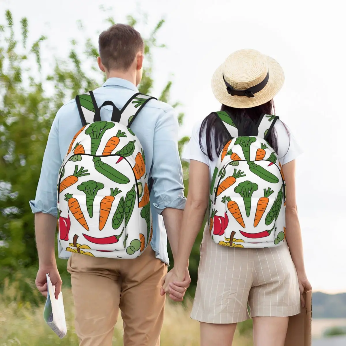 Vegetables Healthy Pattern Student Backpack School Bag Hiking Travel Daypack for Men Women Bookbag Shoulder Bags