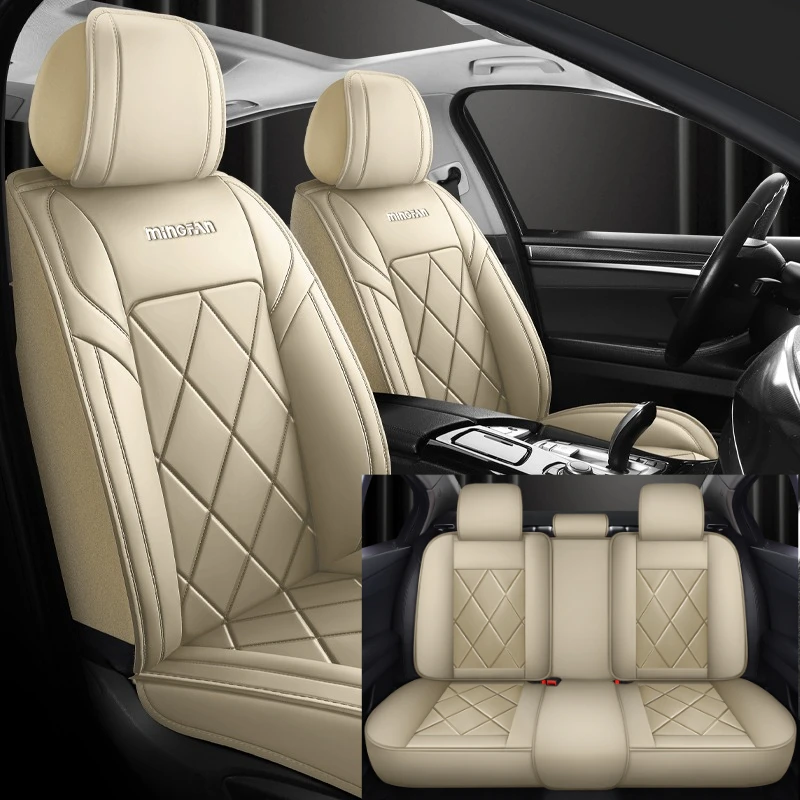

Premium 5 Seat Car Seat Covers PU Leather Soft Sponge Core 3D Stitching Sweat Absorbent Breathable Universal Fit for All Cars