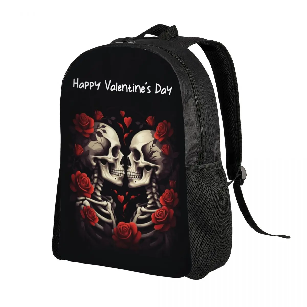Personalized Halloween The Lovers Skeletons Backpack Women Men Basic Bookbag for School College Valentine's Day Bags