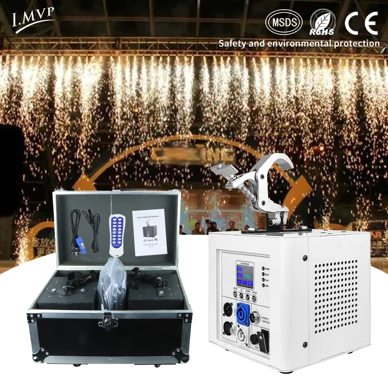 

2pcs/lot DMX Remote Cold Fireworks Fountain Sparkler Machine 600W Cold Spark Machine With Flightcase For DJ Wedding Stage Effect