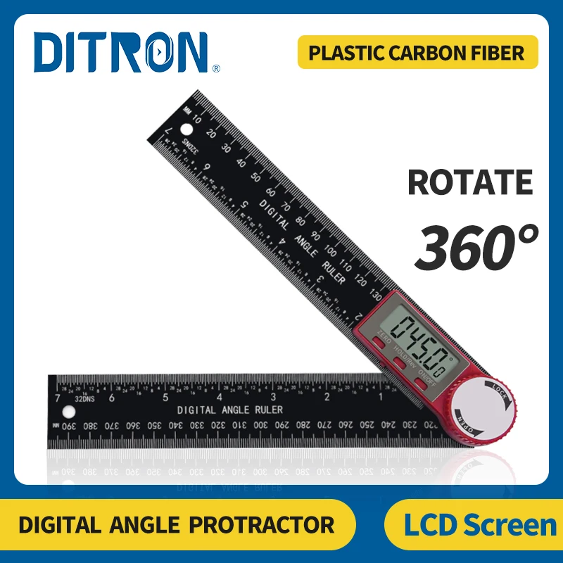 

Электронный пластиковый цифровой транспортир DITRON, измерительный инструмент для угла, многоугольный линейный инструмент, угломер 360