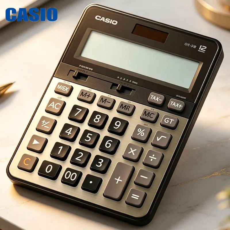 Casio-DS-2B elegant desktop calculator with low-light usability, solar-powered, for business professionals