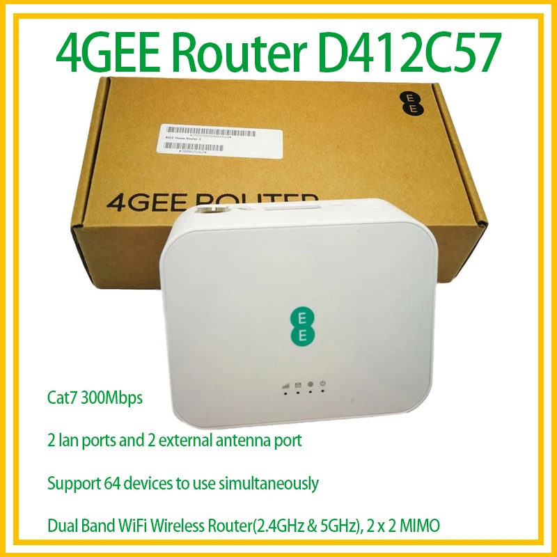 Unlocked Alcatel 4GEE D412C57 4G Home WiFi Router Dual Band 2.4/5GHz WiFi Sim Card Slot CPE Wireless Hotspot 4G LTE Cat7 300Mbps