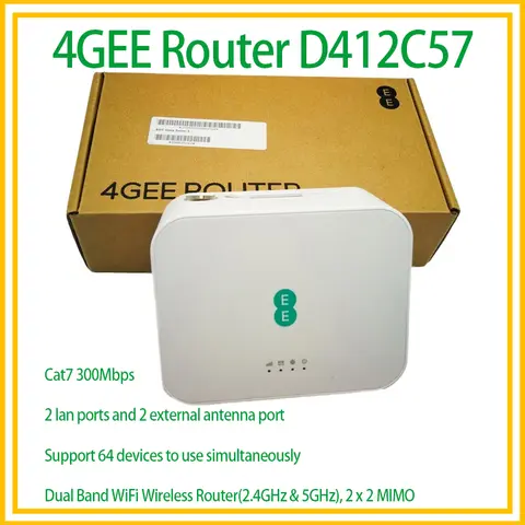 Unlocked Alcatel 4GEE D412C57 4G Home WiFi Router Dual Band 2.4/5GHz WiFi Sim Card Slot CPE Wireless Hotspot 4G LTE Cat7 300Mbps