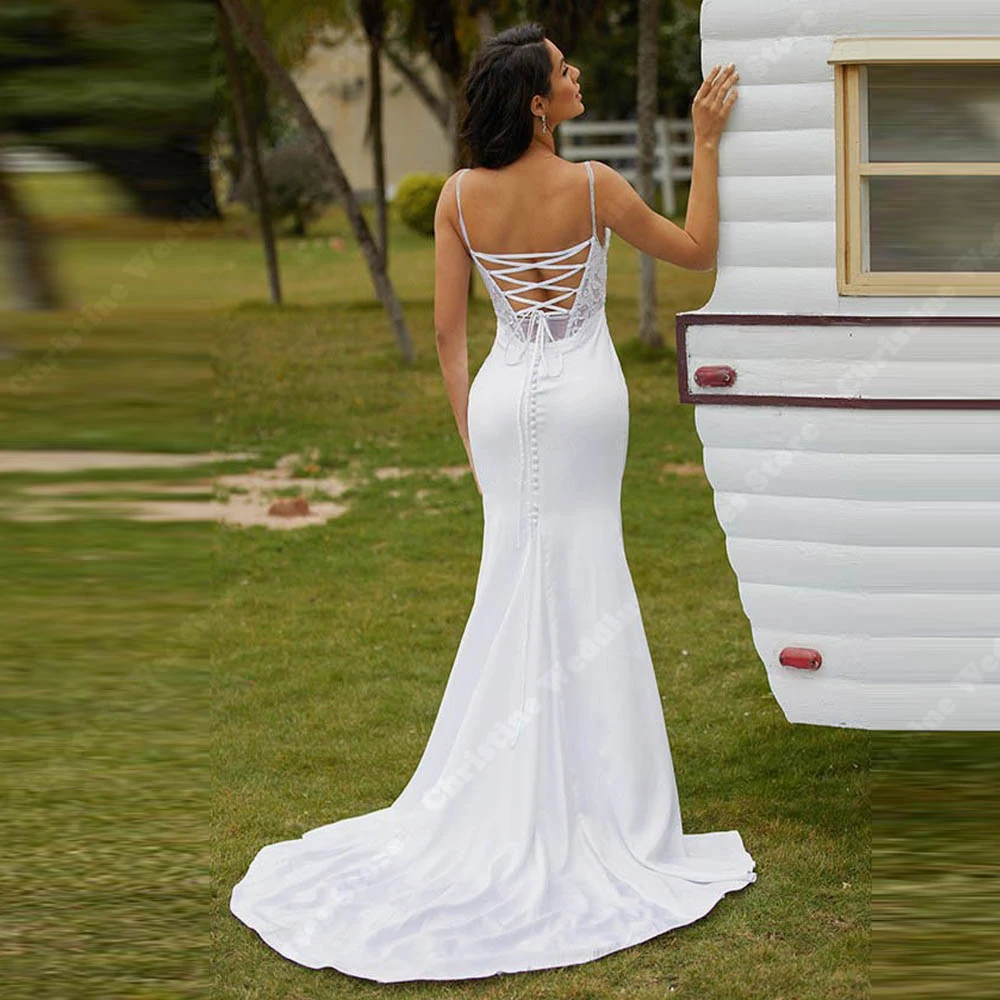 Robe de Mariée Sirène Élégante en Dentelle Imprimée pour Femme, Sexy, Patients, Quelle que soit la Longueur de Vadrouille Moderne, 2024