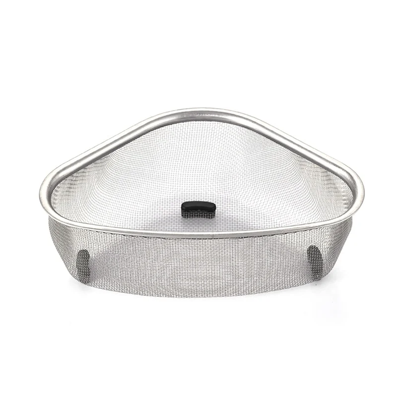 

Корзина для слива раковины из нержавеющей стали с мелкой сеткой, треугольная корзина для кухонной раковины, угловой сетчатый корзина для кухонных отходов