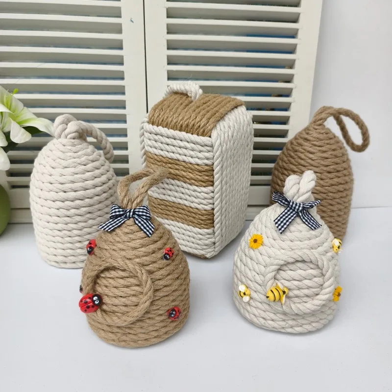 Handwoven Cotton Rope Doorstop Cone Draft Stopper Anti-Collision Door Decorative Home Accessory Living Room Kitchen Restaurant