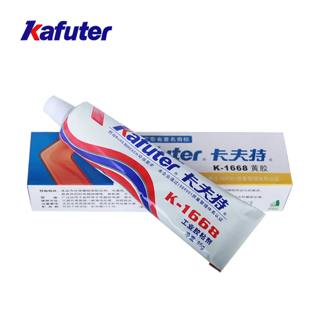 Novo Kafuter K-1668 cola industrial 85g componentes eletrônicos posicionados adesivos fixos cola amarela retardador