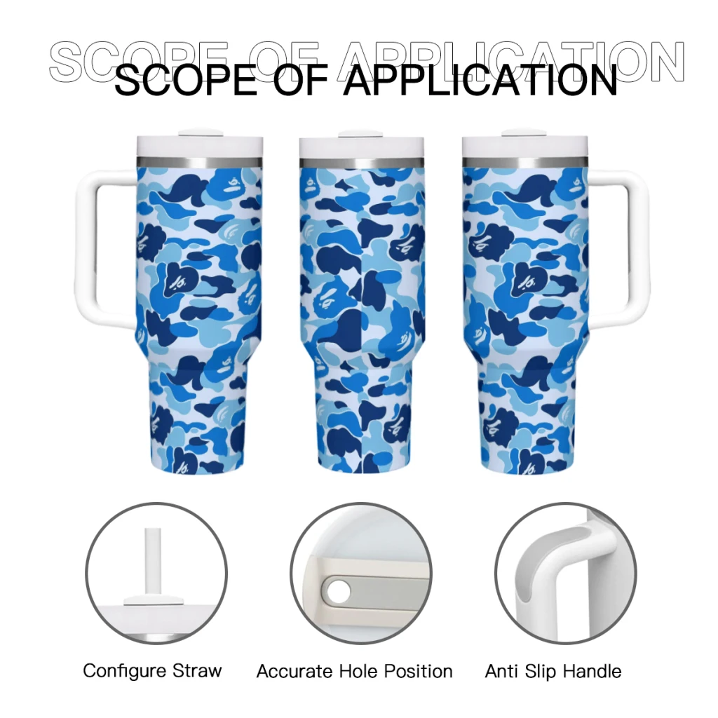 Elegant Blue Bape Camo Wallpaper 40 Oz Ultimate Tumbler with Handle and Straw Vacuum Insulated