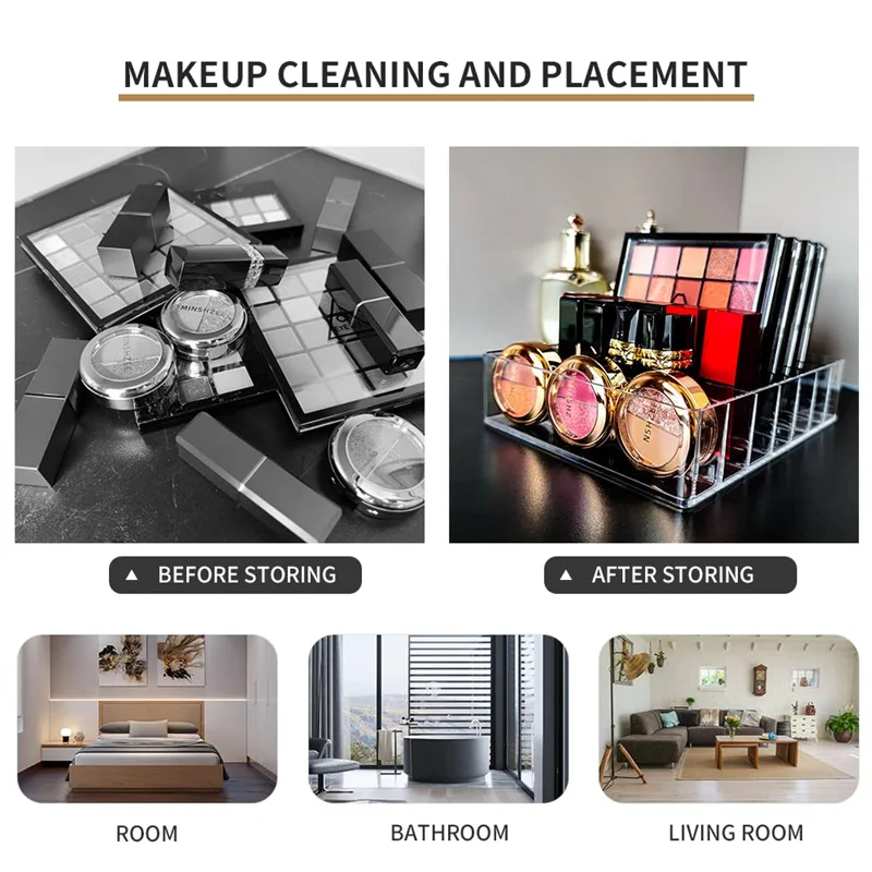 7 شبكة أدوات ماكياج صندوق تخزين الاكريليك طقم مكياج المنظم 7 قسم مقسمة أحمر الشفاه عينيه لوحة التخزين المنظم