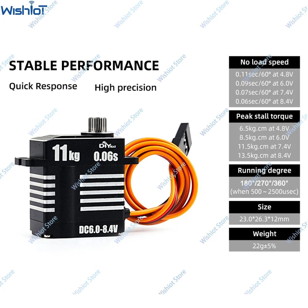 11KG Micro Full Metal Digital Servo Coreless Motor HV Program Servo 180/270/360° 8.4V Large Torque Steel Gear For Arduino RC Car