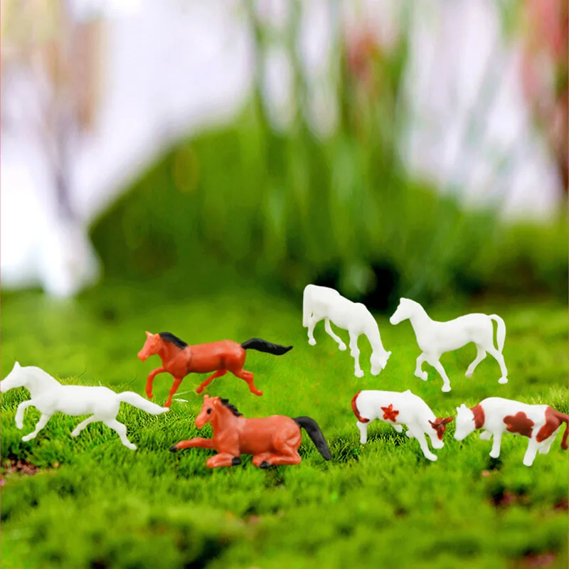 

10Pcs 1/87 HO 1/150 N Scale American Country Pastoral Style Cow Horse Sheep Model Toys Statuette Farm Scenes Decor Miniature