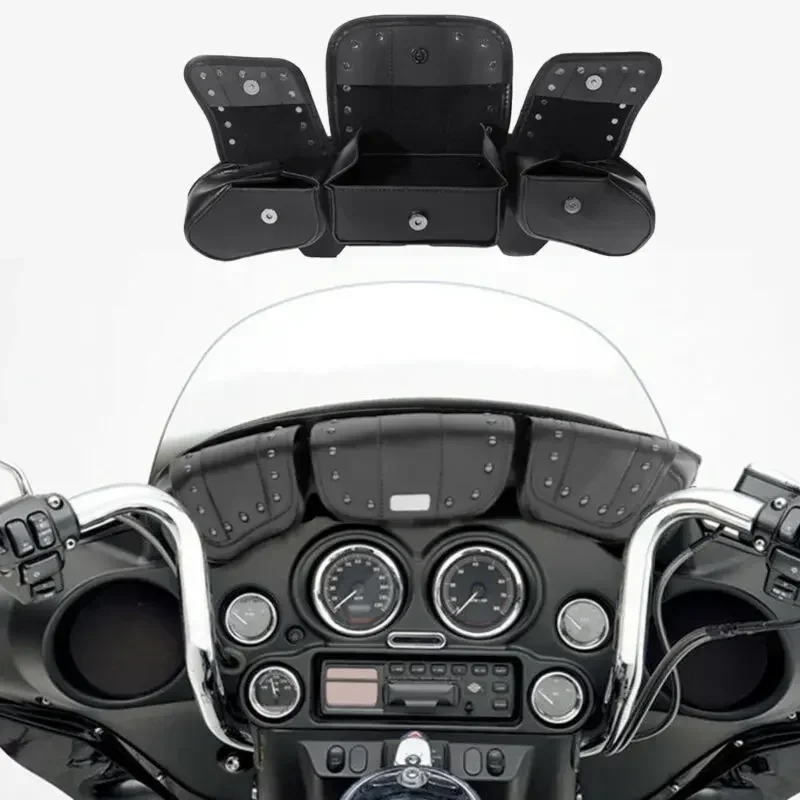 ل هارلي بجولة إلكترا ستريت الإنزلاق FLHT FLHX FLHTK 1996-2013 دراجة نارية اكسسوارات حقائب الزجاج الأمامي ثلاثي الحقيبة 3 جيب #3