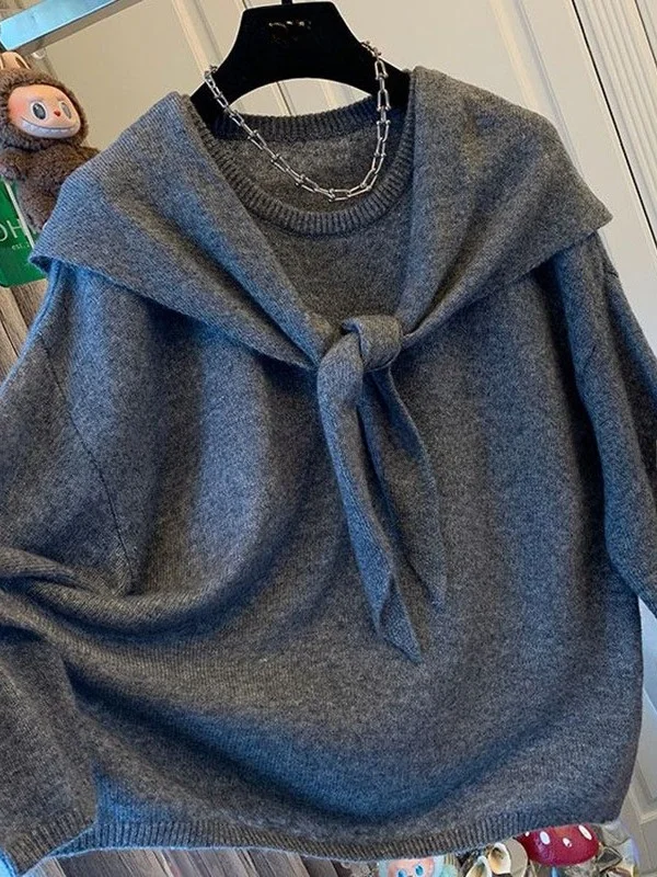 

plus Size 300 Pou Women's Knitted Sweater Set with awl Casual Loose Fit Soft Polyester Fiber Long Sve round Ne Top