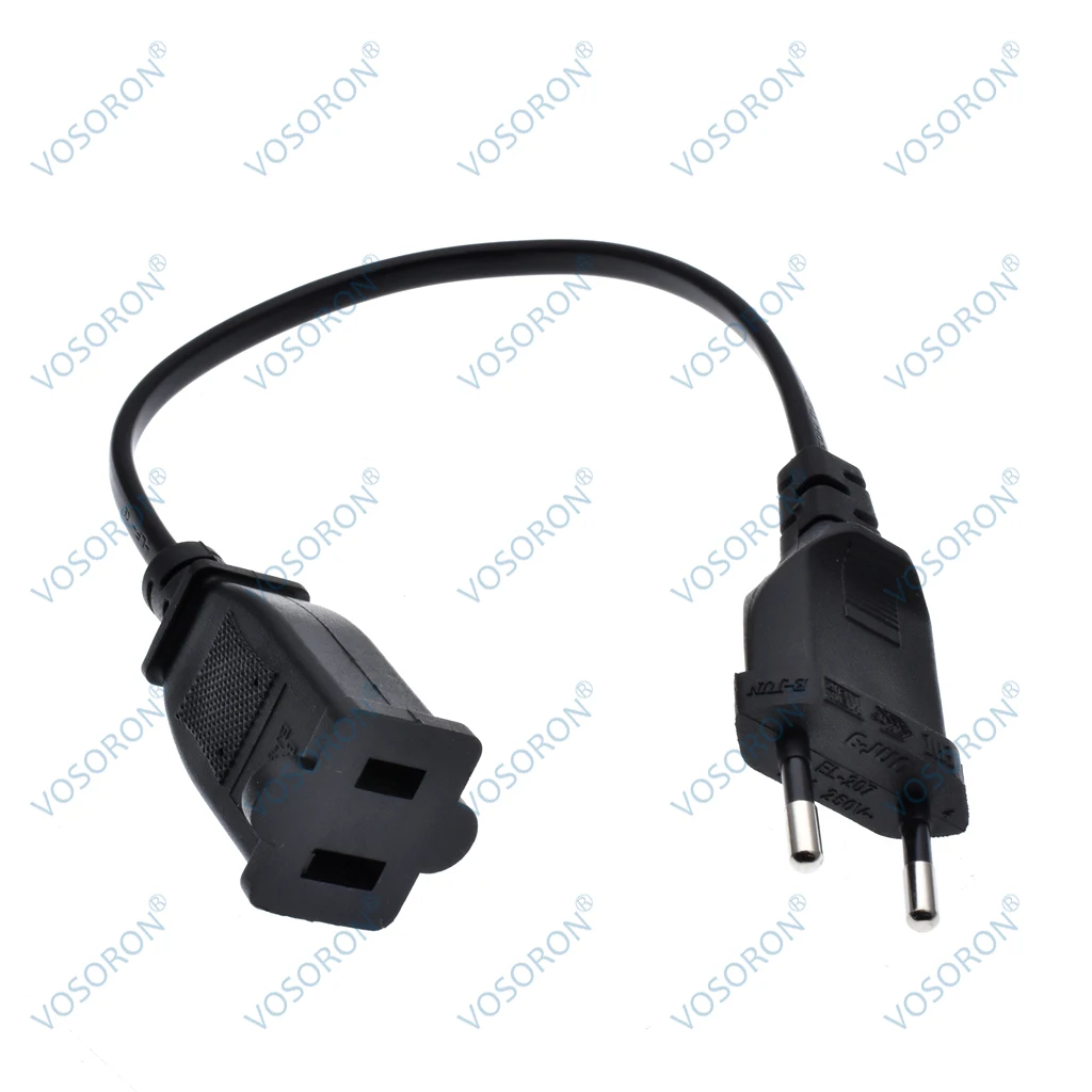 

European Schuko CEE7/16 2pin Plug to USA Socket Power Adapter Cable,Schuko Male to US Nema 1-15R Power Adapter Cord,30CM