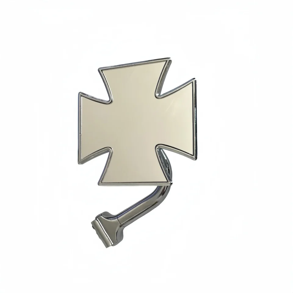 1pcs Four-leaf clover Classic Retro Rear Mirrors Stainless Steel Side Mirror Wide Fitment On Front And Rear Positions