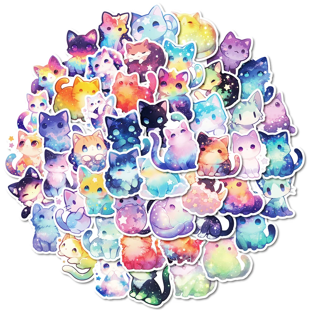 Starry Sky Cats Stickers, 10/30/50pcs Waterproof Decals