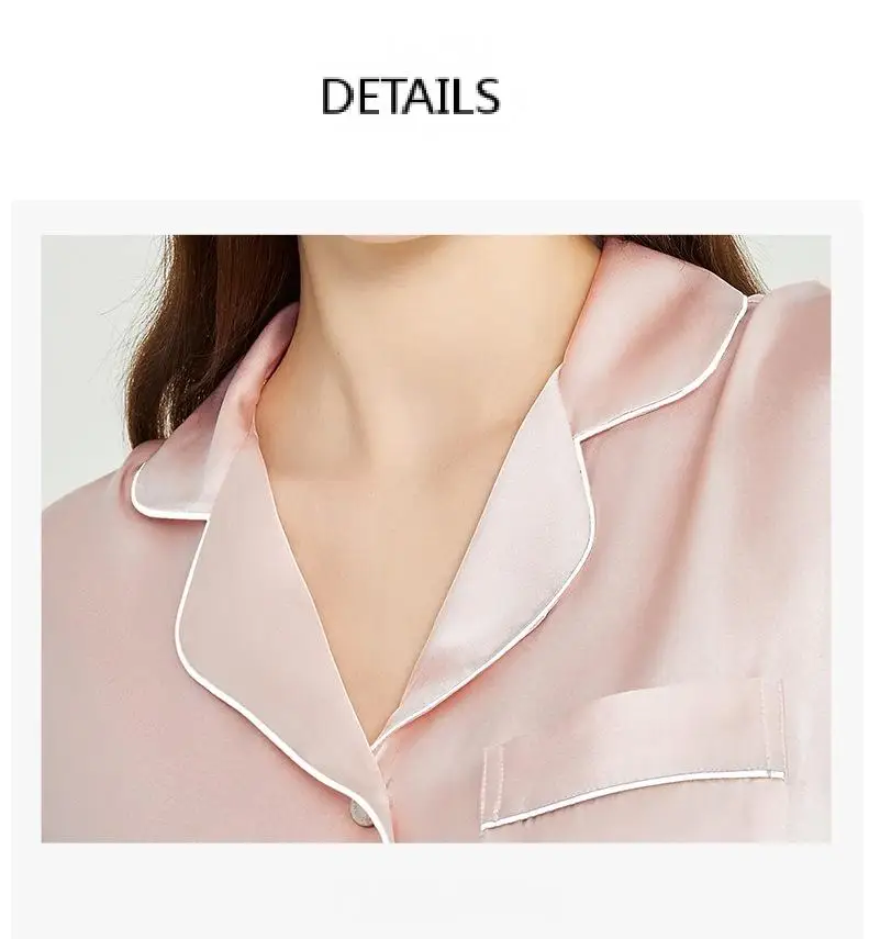 2025 Summer New Style Women's 19 Momme Heavyweight Silk Pajamas - 100% Mulberry Silk Short-sleeve and Long-pants Loungewear Set