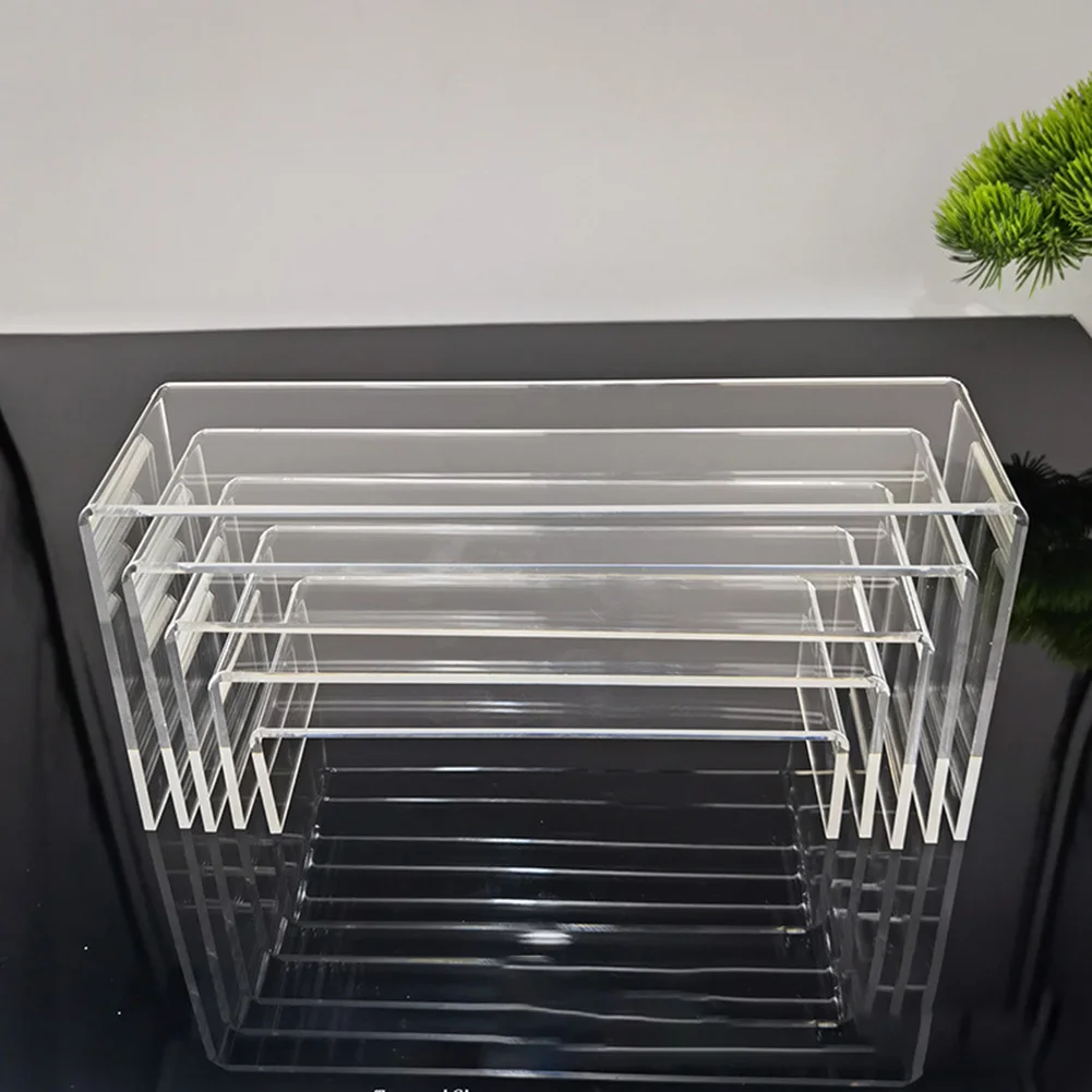 Rectangular Acrylic Display Stand Shelf Transparent Acrylic Riser Display Stand Multi-Level Shelf Organizer For Toy Cupcake Food