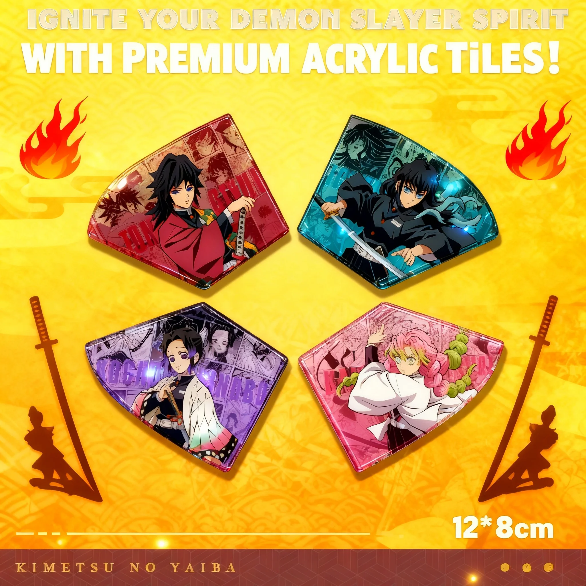 Anime Demon Slayer: Tanjiro Kamado, Shinobu Kocho, Sanemi Shinazugawa - Ladrillo de Acrílico para Tarjetas Coleccionables (Mercancía)