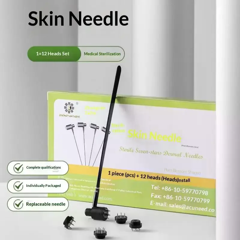 13Pcs Skin Needle 1+12 Heads Set Sterile Seven-star Dermal Individual Packaging Skin Care Acupuncture Therapy