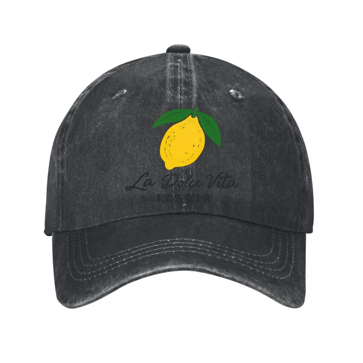 La Dolce Vita Italia Lemon Graphic Washed Baseball Cap Outdoor Hat