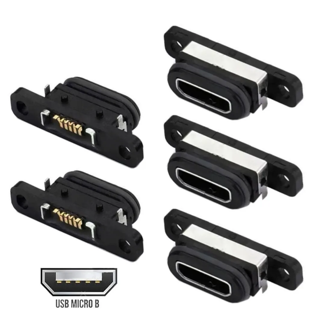 

5 шт./компл. DIY OEM USB2.0 Micro-B гнездовой разъем с креплением водонепроницаемый SMT тип 480 Мбит/с