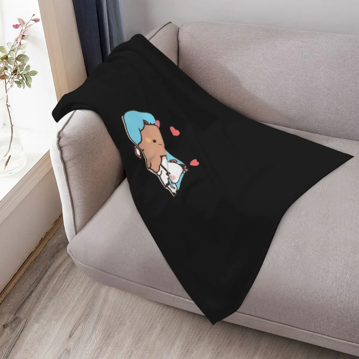 bear and panda bubu dudu balloon Throw Blanket Warm Plush Fuzzy Blanket for Living Room view 3