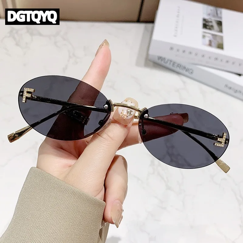 DGTQYQ Elegant Diamond Oval Male Motorcycle Sunglasses Luxury Brand Stylish Letter 