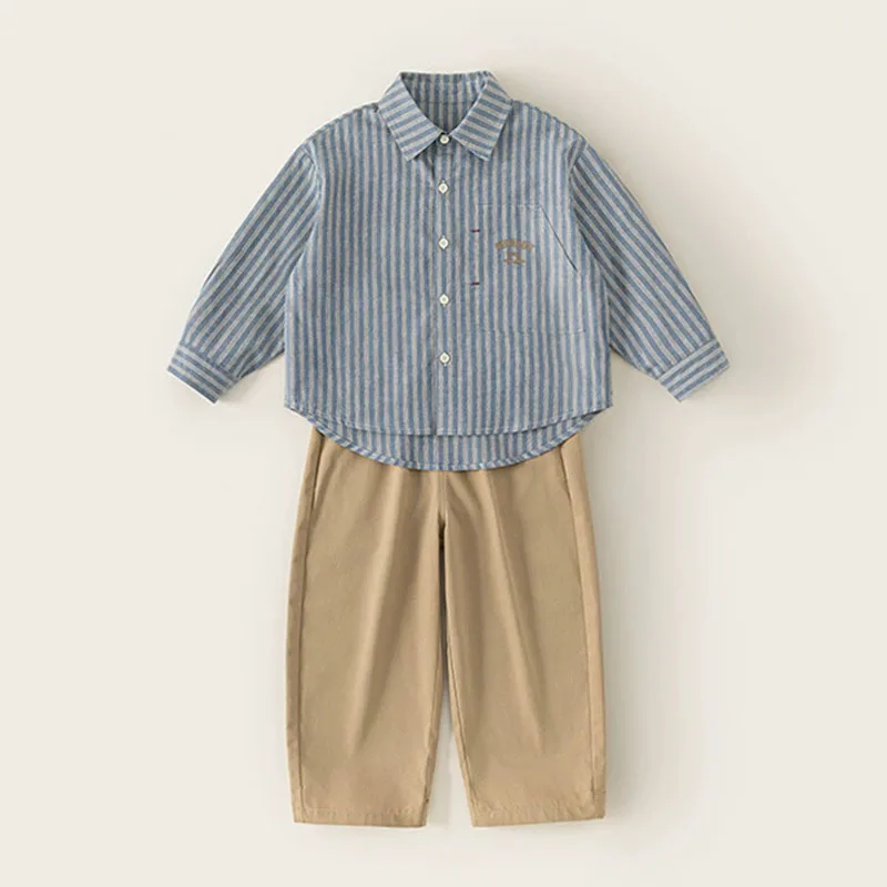2Piece Spring Autumn Toddler Boys Clothes Korean Fashion Stripe Cotton Long Sleeve Baby Tops+Pants Kids' Sets And Outfits B532
