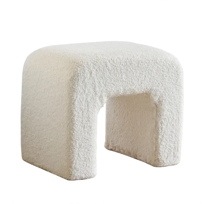 Lamb wool dressing stool, simple and modern, sofa stool manicure