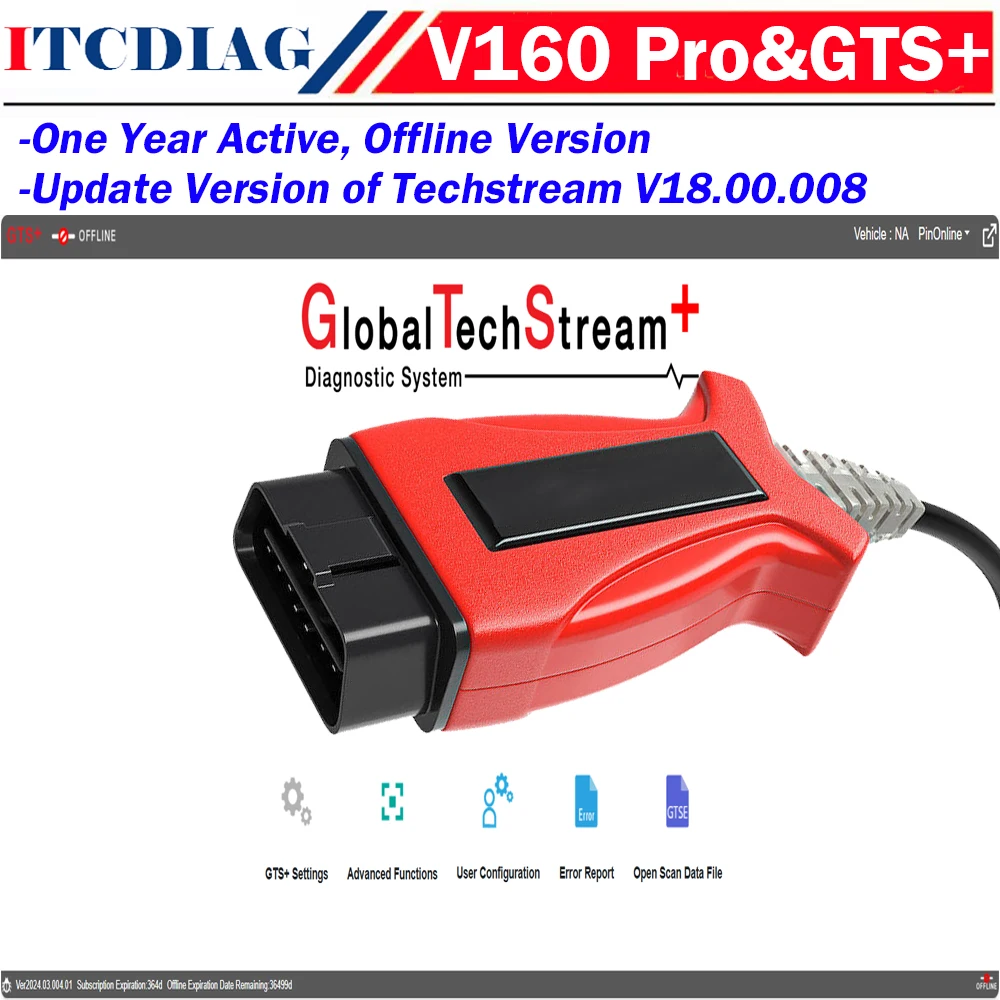 V160 Pro GTS+ Global Techstream + V2024.03 for Toyota/ Lexus/ SCION GTS Update of Techstream V18.00.008 for Cars till Year 2025