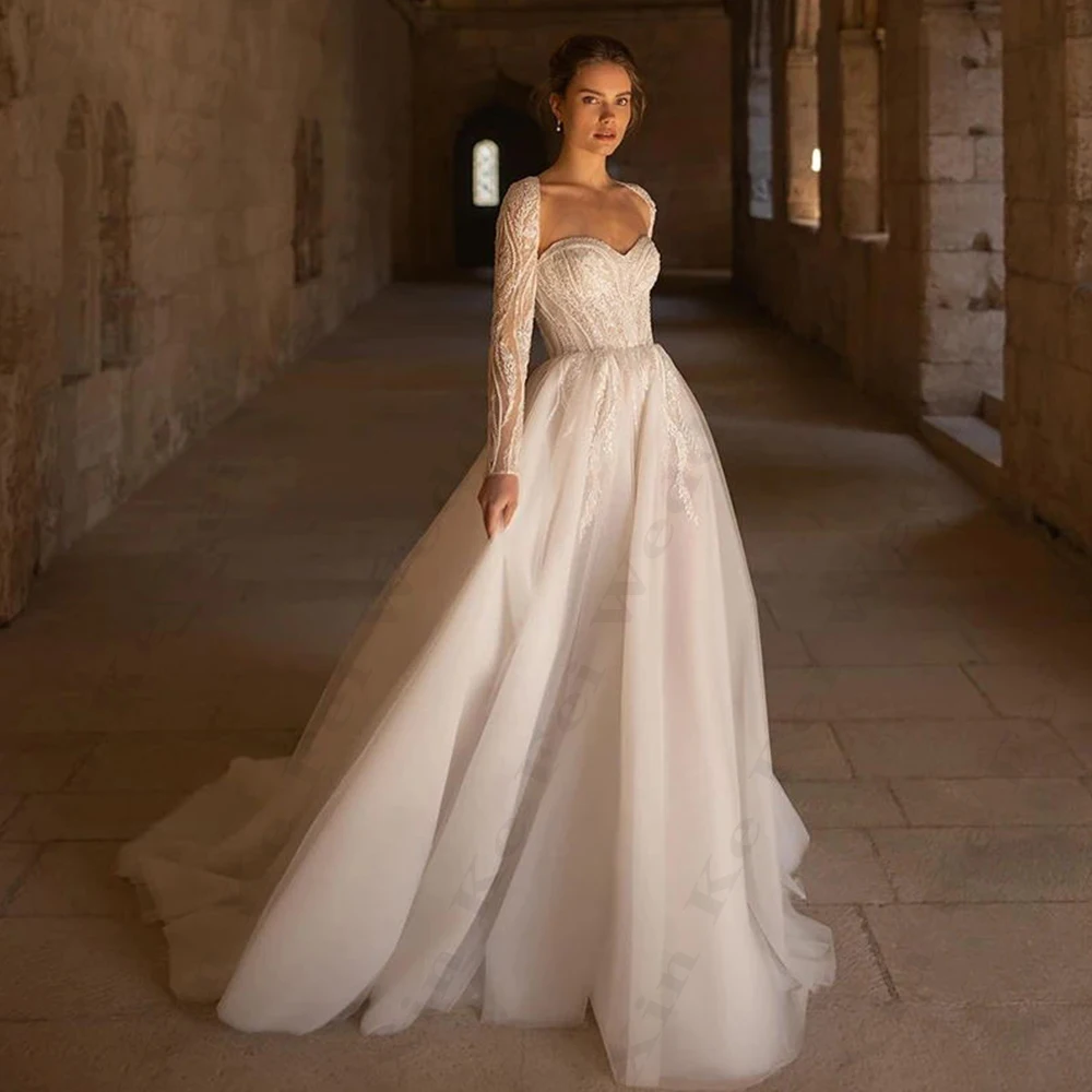 

Sexy Lace Applique Wedding Dresses Mermaid Backless Fashion Off Shoulder Long Sleeves Fluffy Princess Style Mopping Bride Gowns