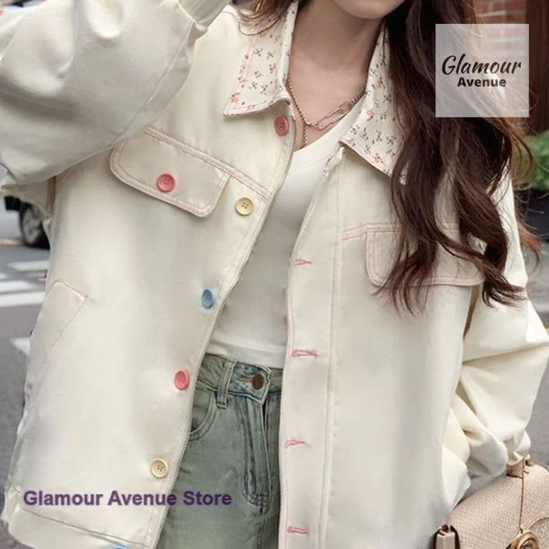 Korean style solid color button jacket jacket girls autumn and winter new loose fashion design Joker casual baseball uniform.
