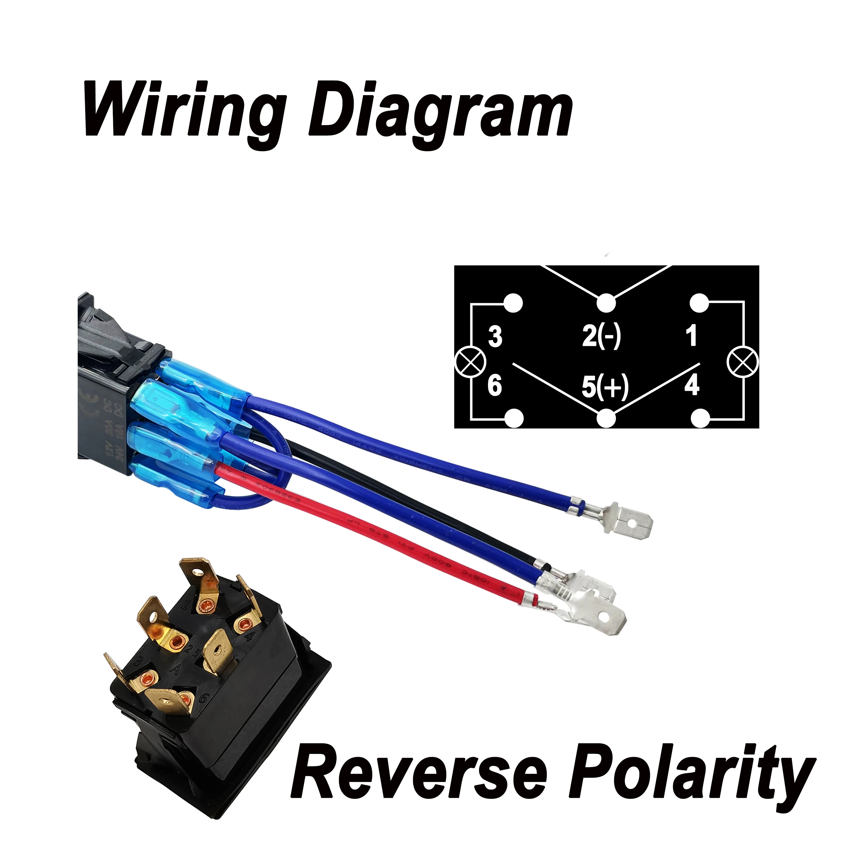 إلى الأمام عكس القطبية الروك التبديل DPDT 12 فولت تيار مستمر موتور التحكم RV السلطة جاك تحويلة/RET الأزرق Led (ON) OFF (ON) ، ON OFF ON