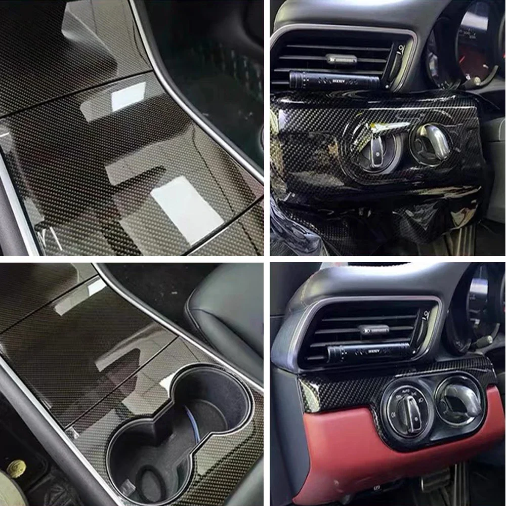 9D Carbon Faser Auto Aufkleber Selbstklebende Glänzend Schwarz Vinyl Wrap Film Anti-Scratch Auto Dekoration Aufkleber für Autos zubehör – Detail 9
