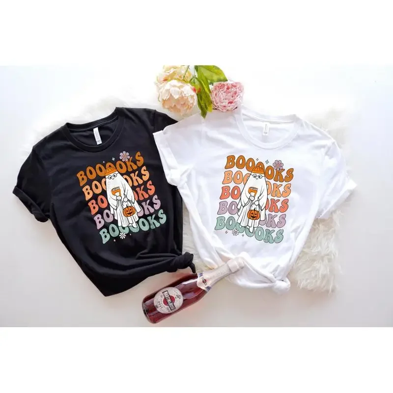 Groovy Halloween Booooks Ghost Hippie Boo Reading Books Sweat T Shirt Book Lover Teacher Spooky