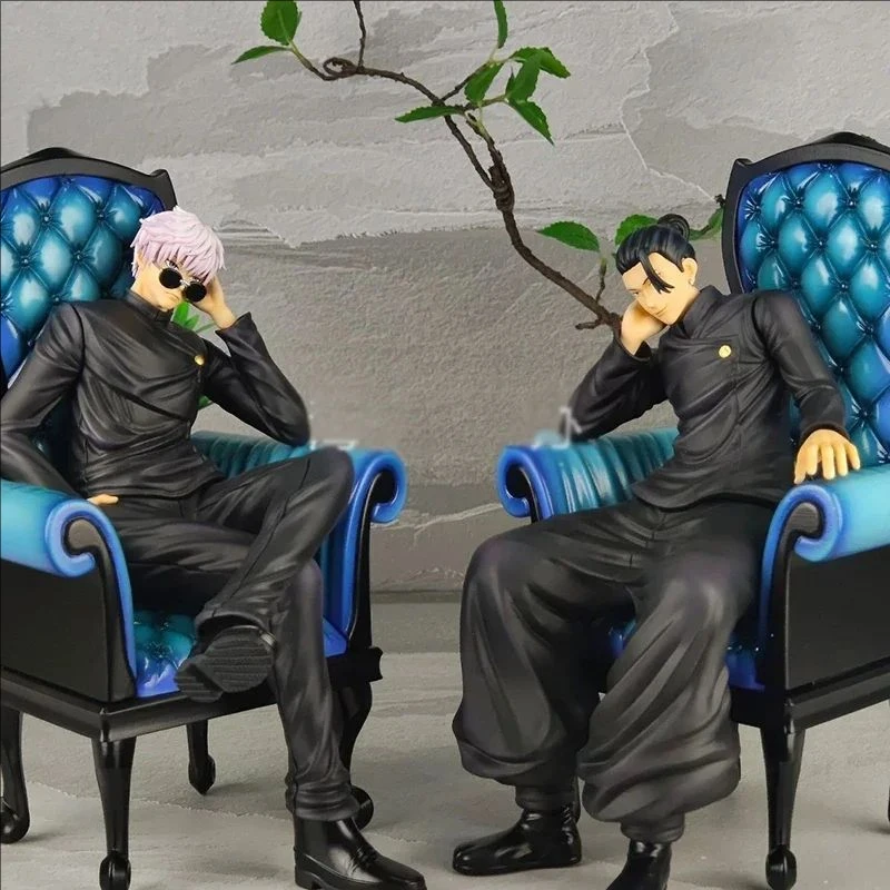 Anime Jujutsu Kaisen Action Figure Satoru Gojo & Suguru Geto Figures Sitting Sofa Model 24cm PVC Collection Figurine Gift Toys