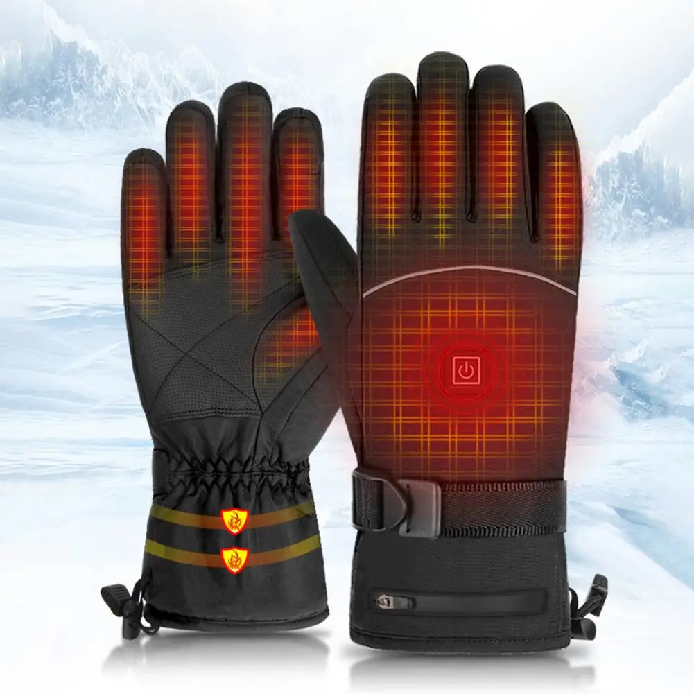 

1 Pair Heating Gloves Touchscreen Waterproof Three Gears Windproof Keep Warm Electric Heating Ski Motorcycle Warm Gloves for Cyc