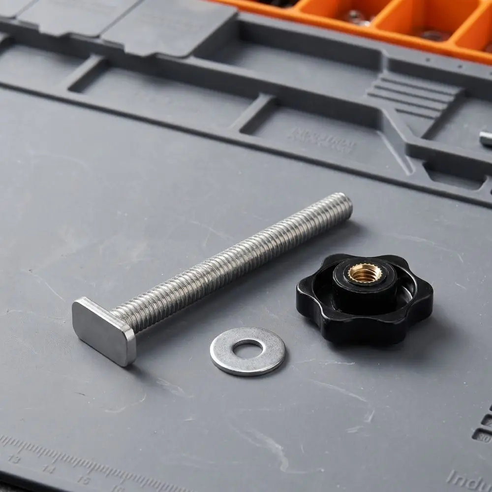 M8x100mm T-Slot Slider Heavy Duty Plum Star Knob Router Chute Rail Screw Fixture T-Track Screw Woodworking Bench Tool Table Saw