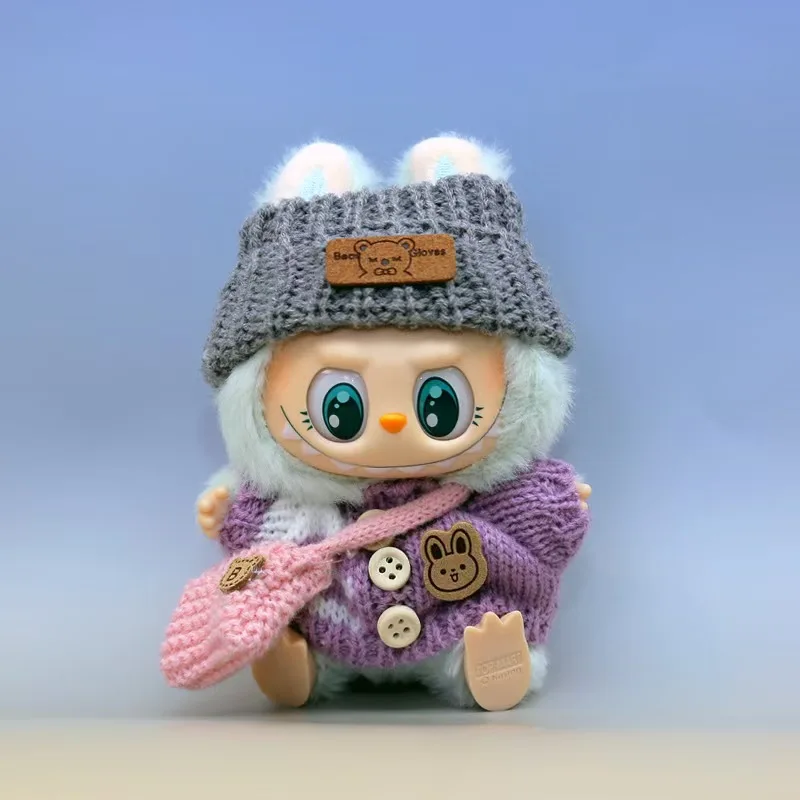 

For 15-17CM Ropa Labubu Idol Hoodie Set Casual Sports Sweater Set for Vinyl Macaron Labubu Pendant Replacement Assembly