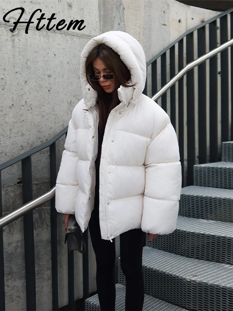 شريط مقنعين المرأة معطف القطن الأبيض الوقوف طوق كم طويل واحدة الصدر معاطف الإناث 2025 شتاء دافئ سترة حريمي جديد