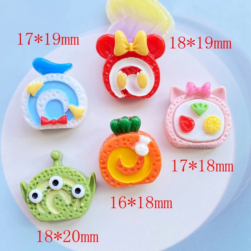 10 Cute Cartoon Desserts Animal Decoration Crafts Flat Back Resin Convex Decorative Scrapbook DIY Accessories H180