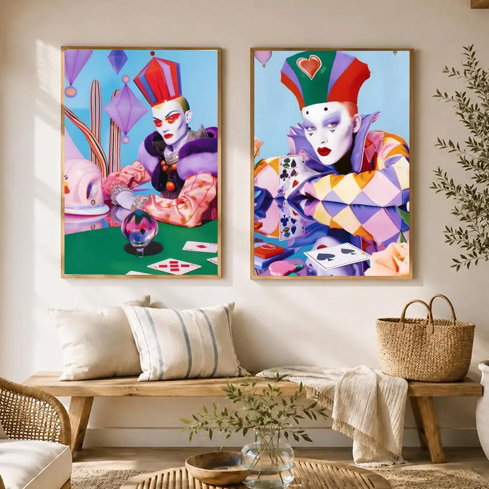 Art Playing Cards Queen   Poster HD poster wall art self-stick no-residue for home cafe office great gift