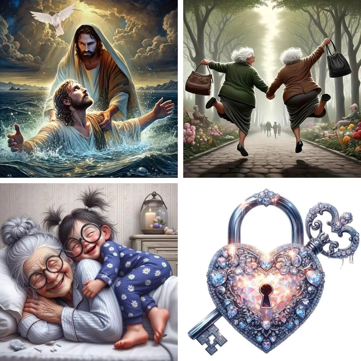 

Diamond Painting Kit Heart Padlock Full Round Diamond Embroidery Cross Stitch Grandma Hugging Grandchild Home Decor Rhinestones