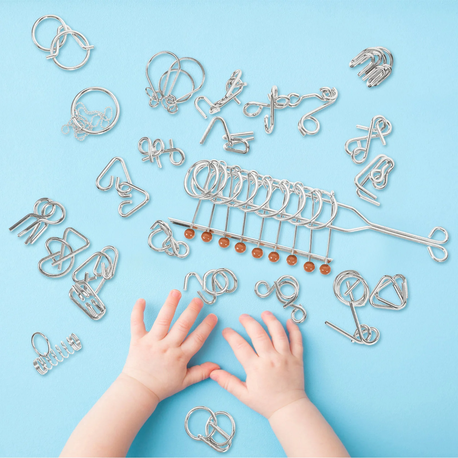 25 stücke Intellektuelle Entsperren Ring Puzzle 9 Ineinandergreifende Metall Links Gehirn Teaser Spiel Für Kinder Erwachsene Pädagogisches Entwicklungs