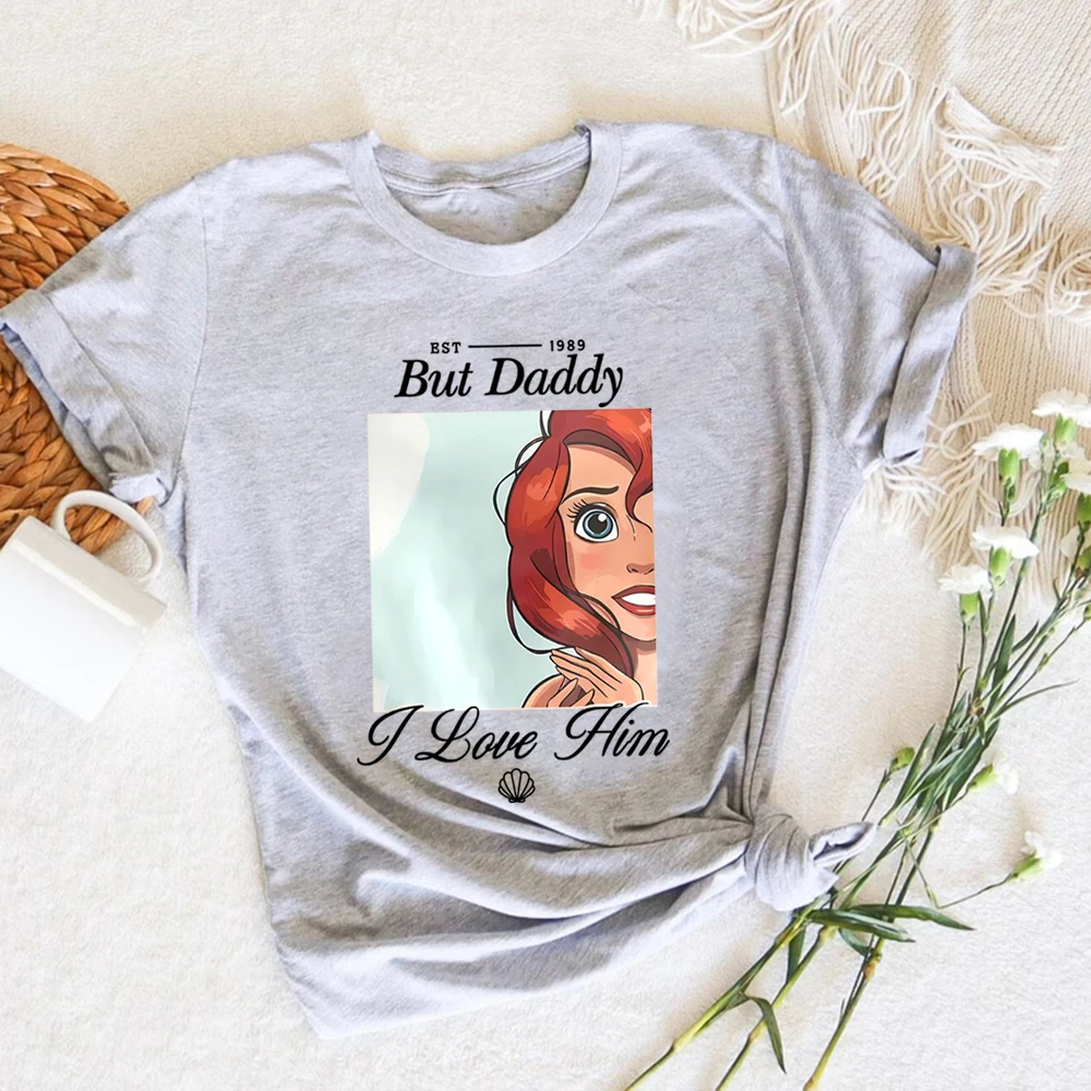 ولكن بابا أنا أحب له تي شيرت رحلة عائلية قميص Kawaii موضة حورية البحر قمصان الأميرة المحملة العصرية قصيرة الأكمام بلايز #2