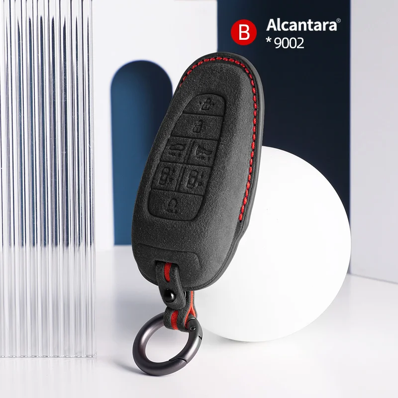 

Alcantara Car Key Case Cover Holder Key Shell Buckle For Hyundai Genesis G80 GV70 Gv80 GV90 2020 2021 2022